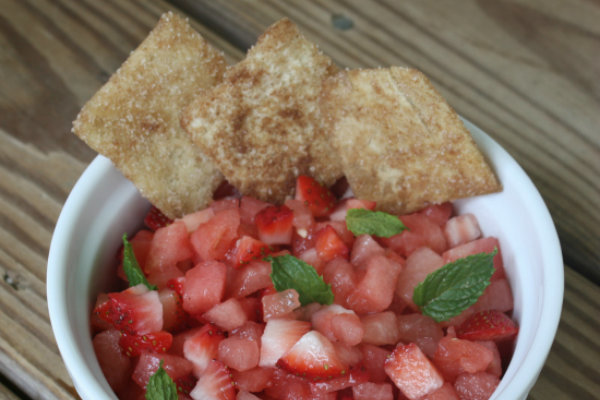 Vandmelon-jordbær-mynte salsa