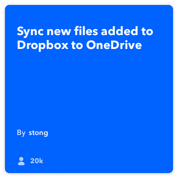 IFTTT Opskrift: Sync Dropbox til OneDrive forbinder dropbox til onedrive