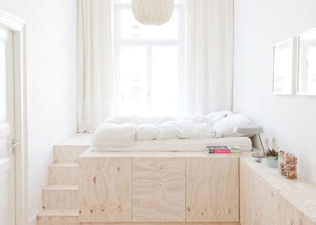 Smal soveværelse: opbevaringsplads under sengen