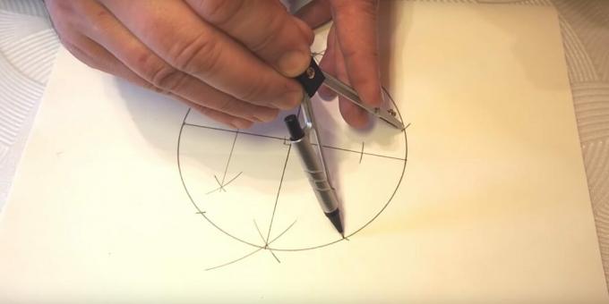 Hvordan man tegner en femspidset stjerne: lav prikker i bunden
