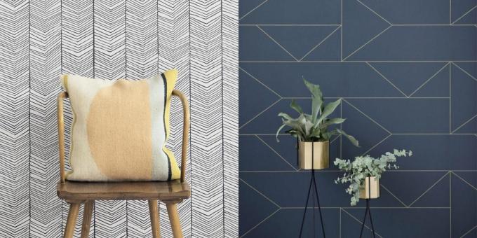Wallpapers til soveværelser med geometriske mønstre