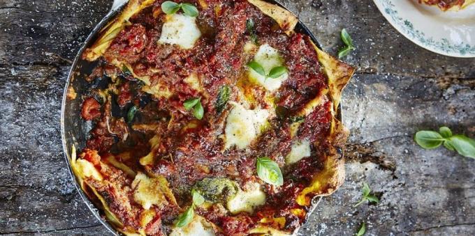 Lasagne med aubergine opskrift fra Jamie Oliver