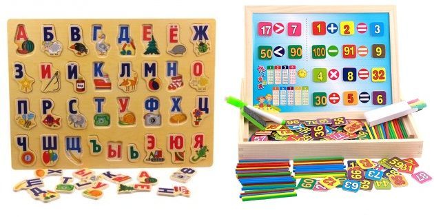 Baby gaver til det nye år: Pædagogisk bord med tal og bogstaver