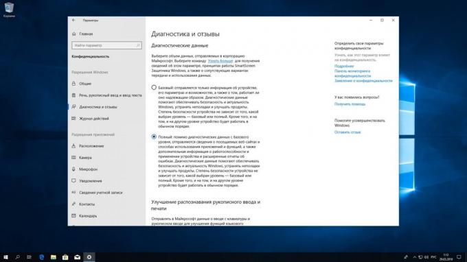 Windows 10 Redstone 4: diagnostiske data
